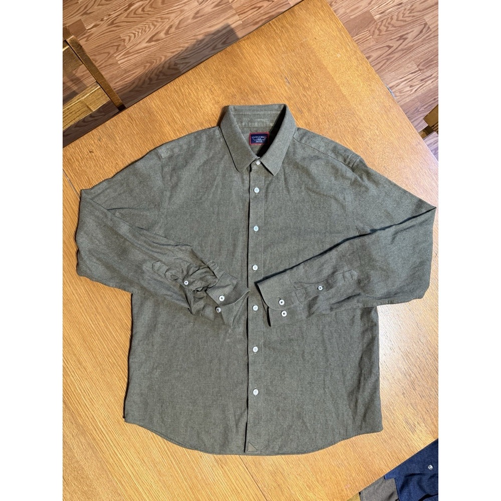 UNTUCKit Shirt Mens Large Slim Fit Olive Green Veneto Button Up Cotton - Picture 2 of 8